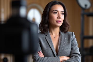 Set di ripresa per un'intervista a un CEO.